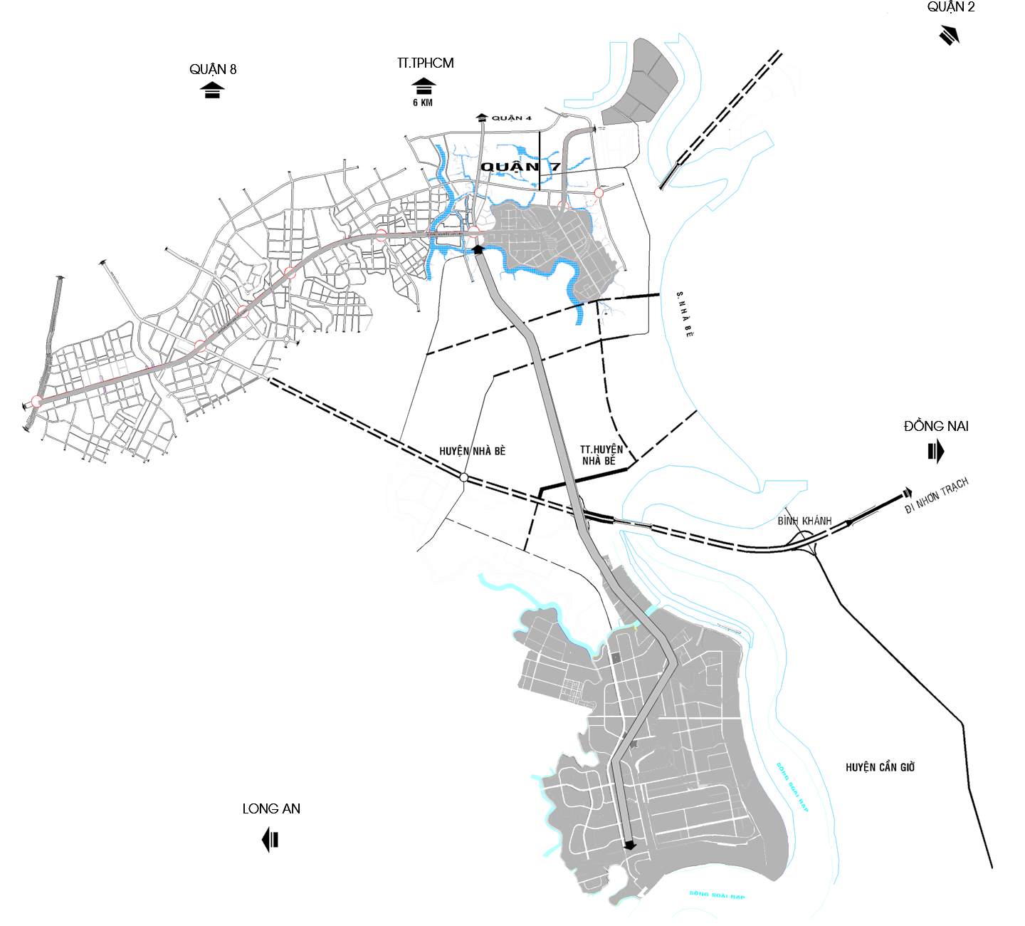 bản đồ các dự án của công ty trong tổng thể khu nam