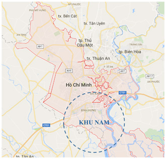 bản đồ các dự án của công ty trong tổng thể khu nam